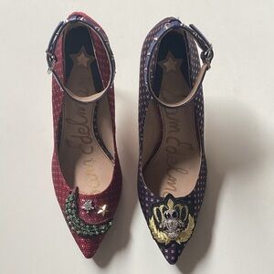 Sam Edelman Tabby 2 Mismatched Embellished Ankle Strap Heels Size 9